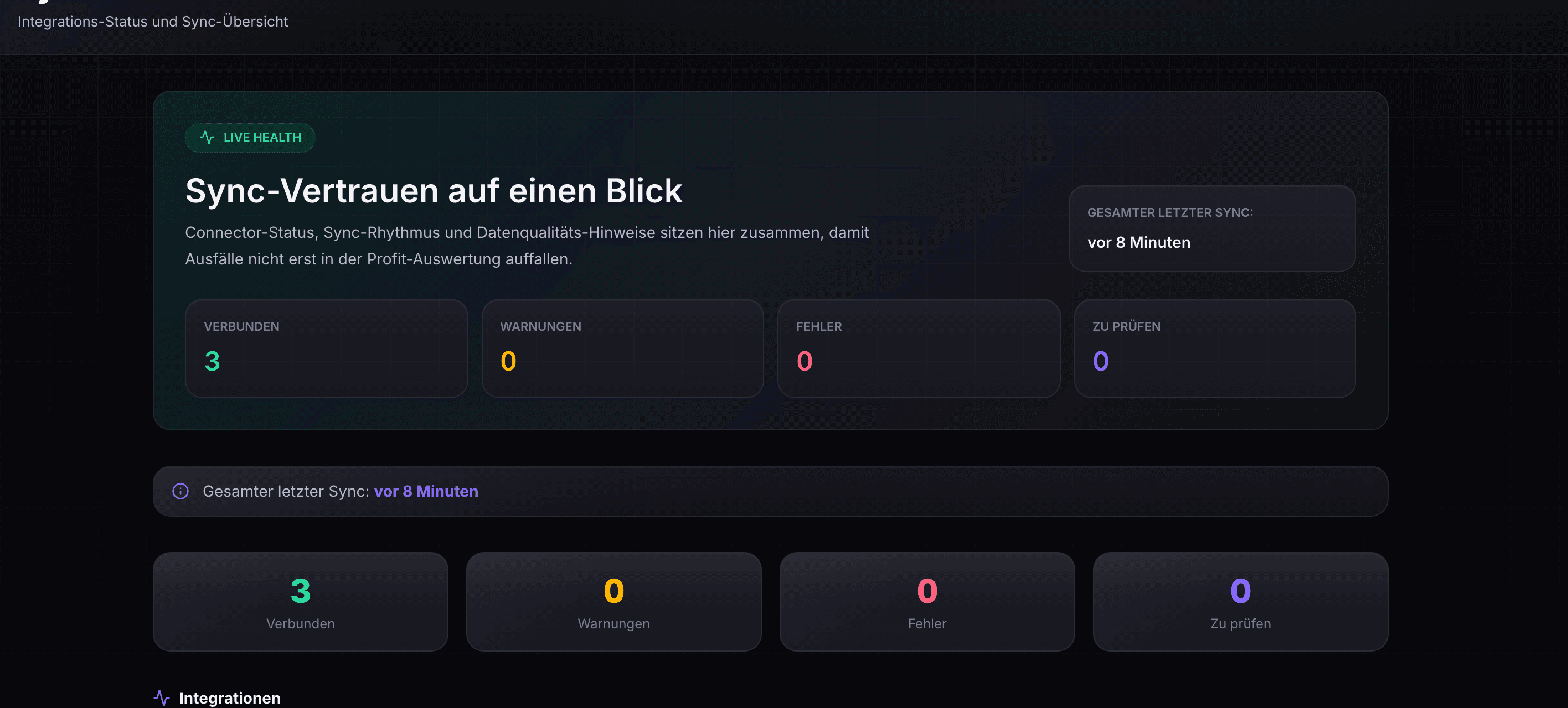 System-Health mit Shopify-Sync-Status
